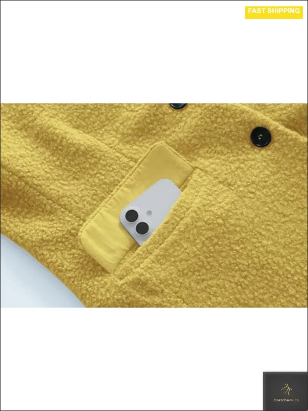 Women's Boucle Wool Pea Coat Long Sleeve Fuzzy Fleece Winter Jacket